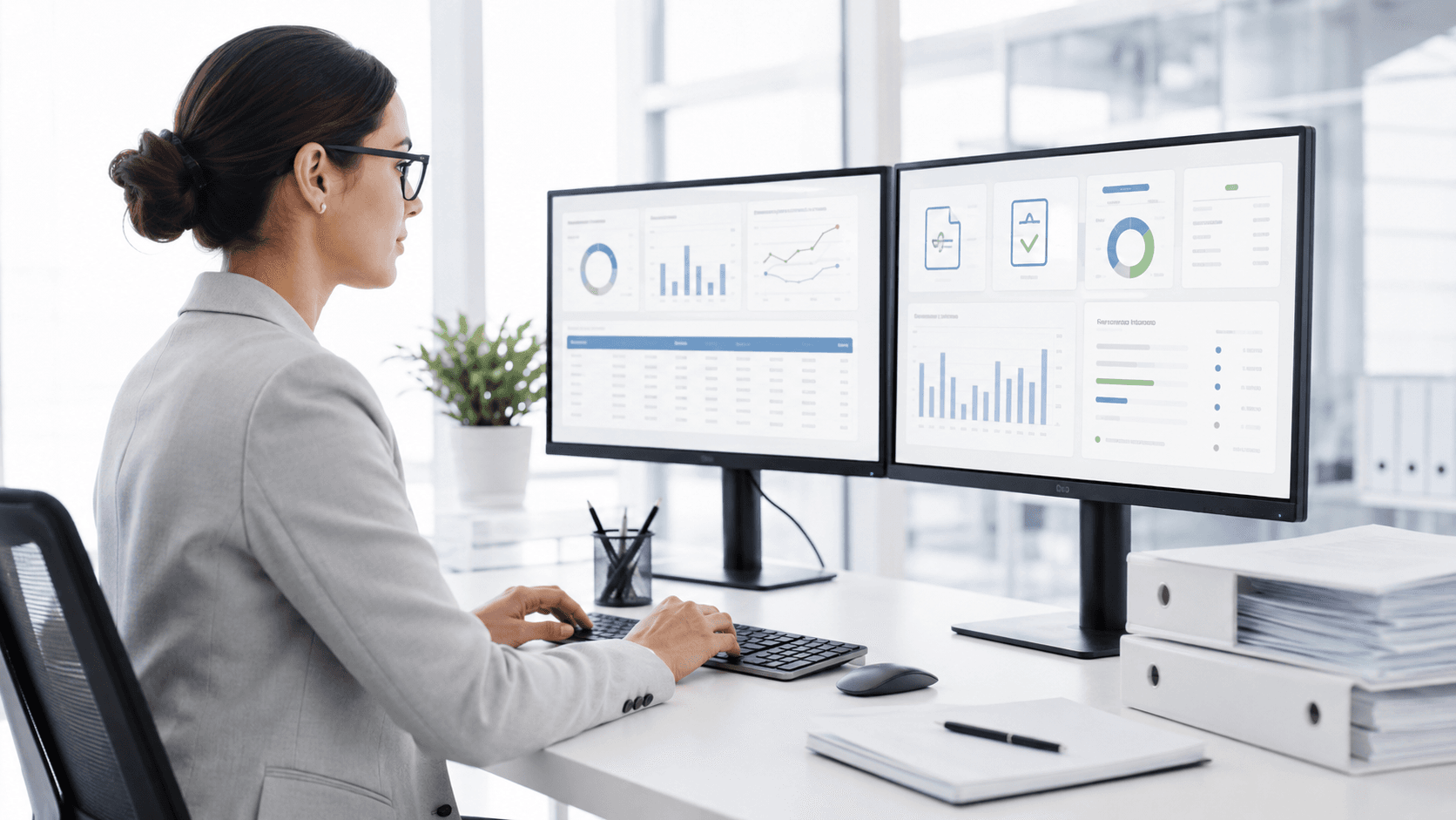Futuristic dashboard showing transaction data being aggregated into a regulatory filing report